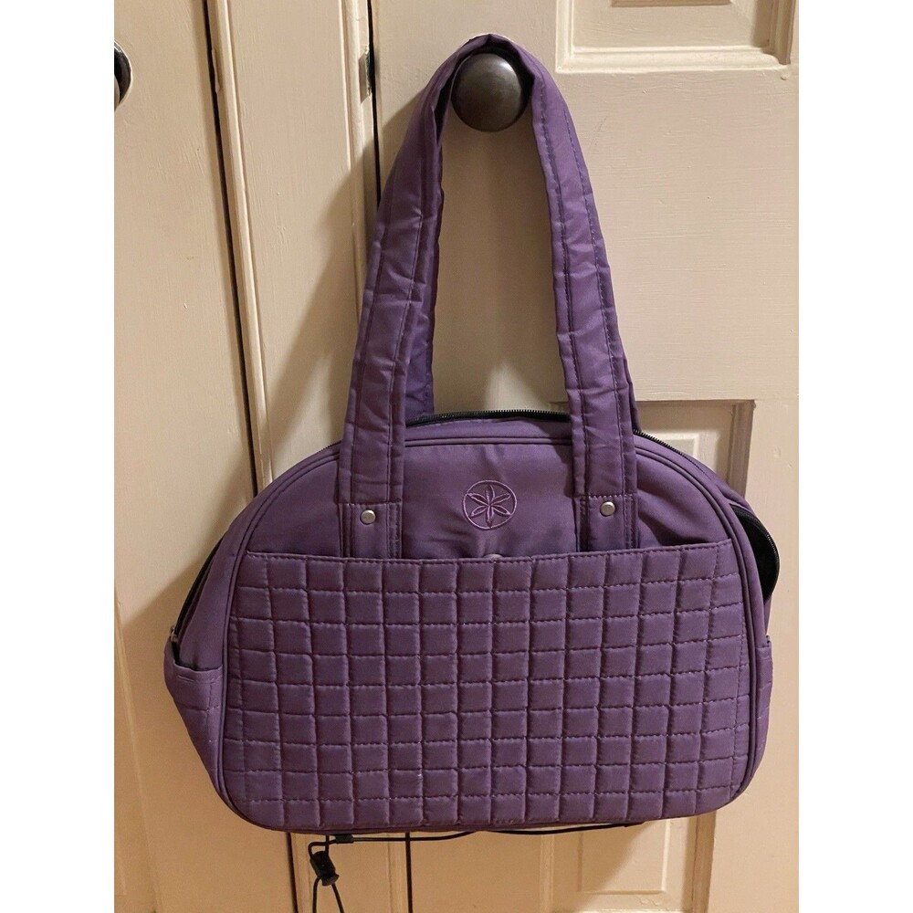 Gaiam Yoga Gym Bag Purple with Elastic Mat Holder On Bottom 15"x12"x6" Pockets